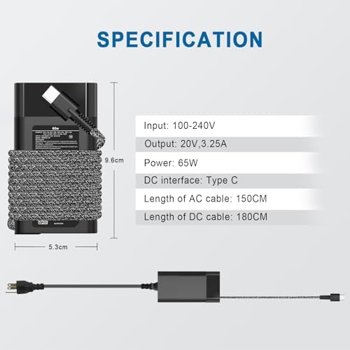 HP 65 W USB-C Laptop Charger: Ultra-Fast Charging Power for Spectre x360, Envy, Elitebook & Chromebook Models – Versatile Compatibility with Advanced Safety Features for Enhanced Device Longevity and Performance