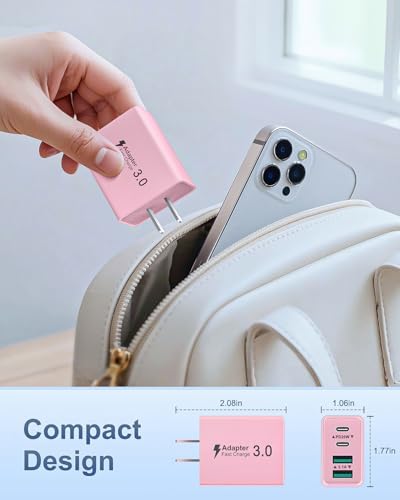 Dual-Pack 40 W USB C Charger Block – Fast Charging Power Adapter with 4 Ports for i Phone, Samsung, and i Pad – High-Speed Multi-Device Charging Solution with Enhanced Compatibility and Portability – Perfect for Home, Office, and Travel