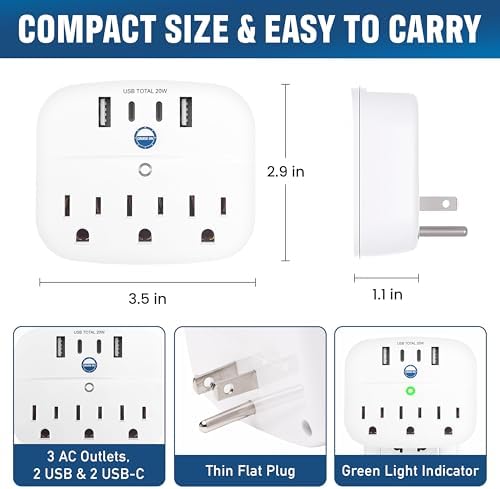 Ultimate Cruise Power Strip with 3.3 ft Extension Cord & Fast Charging USB Ports – Non-Surge Design for Seamless Connectivity on Carnival, Princess & Major Cruise Lines (2025/2026) – Essential Travel Accessory for All Devices