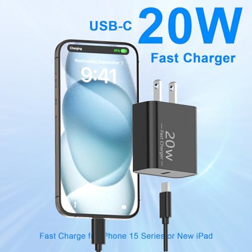 Power Up Your i Phone 16/15: 10 FT Fast Charging Cable Duo with 20 W USB-C Wall Chargers – Ultimate Connectivity for Your i Phone 16 Plus, Pro, Max, and 15 Series – Extended Reach and Rapid Charge Efficiency for On-the-Go Power Solutions