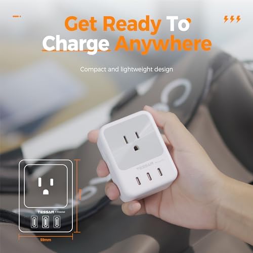 TESSAN Versatile 4-Outlet Surge Protector with 3 Fast USB Charging Ports (2 USB-C) – Ultimate Wall Outlet Extender for Home, Office, and Dorm – Maximize Device Connectivity with Superior Safety Features and Compact Design
