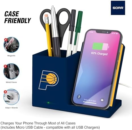 SOAR Smart Wireless Charger & Stylish Desktop Organizer – Fast 10 W Charging for Qi-Enabled Devices, Clutter-Free Workspace Solution with Built-in Storage and Safety Features