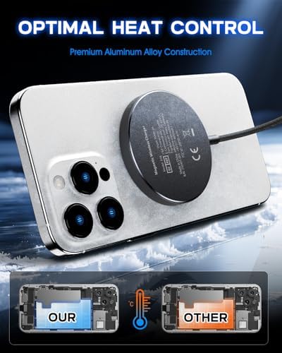 Yootech Qi2 Certified 15 W Mag-Safe Wireless Charging Pad for i Phone 16/15/14/13 Series – Ultra-Fast Magnetic Charger with 4 ft Durable Cable – Seamless Charging Experience with Enhanced Compatibility and Stability