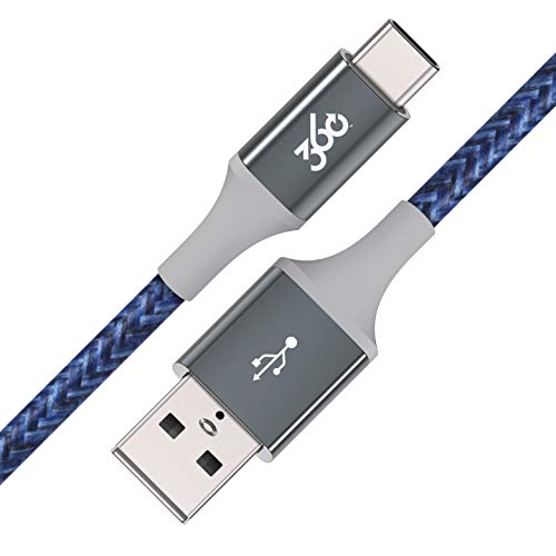 Premium 4 ft Braided USB-C to USB-A Charging Cable by 360 Electrical Habitat | Fast Charging Cord for Phones, Tablets & Laptops | Durable Tangle-Free Design in Navy | Enhanced Compatibility for Seamless Power-Up Experience