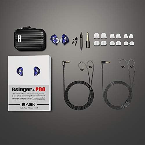 BASN Bsinger PRO Hybrid Dual Driver In-Ear Monitors with Detachable MMCX Cables – Premium Sound Isolating Earbuds for Musicians and Audio Professionals – Lightweight, Ergonomic Design for Extended Comfort and Versatile Device Compatibility – Enhanced Audio Clarity for Studio and Stage Performance