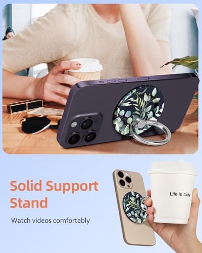 Tycamp Vintage Floral Magnetic Phone Grip – Chic Mag Safe-Compatible Ring Holder for i Phone 16/15/14/13/12 Series – Adorable & Practical Phone Stand for Women and Girls – Superior Grip for Safe Handling & Effortless Selfie Capture