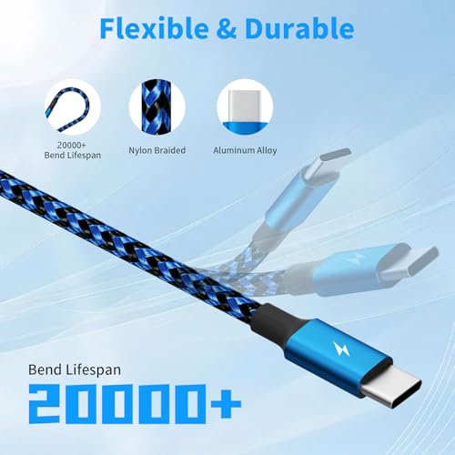 240 W 4-in-1 USB C Charging Cable – 6 FT Multi-Device Power Solution with LED Indicator for i Phone 16/15/14 Pro, Mac, i Pad, Samsung S25/S24 – Fast Charging Compatibility, Durable Design for Home & Travel