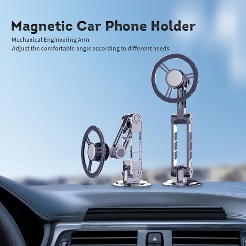 Elevate Your Driving Safety with the 2024 Mini Universal Magnetic Suction Car Phone Mount – Innovative Grey Aluminum Design, 360-Degree Rotatable for Optimal Viewing, Seamless Mag Safe Compatibility with i Phone 11-15 Pro Max for Effortless Navigation and Convenience