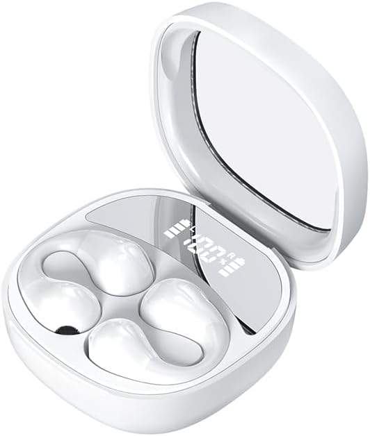Revolutionize Your Audio Experience with Elec Smart JR01 2024 Mini Open Ear Bluetooth Headphones – Ultimate Wireless Ear Clips for Active Lifestyles, IPX4 Waterproof for Cycling, Running & Sports (White) – Comfort, Safety & Seamless Connectivity