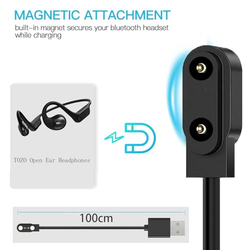 Magnetic Charging Cable for TOZO Open Ear Headphones – Ultra-Fast Replacement Charger with Enhanced Connection and Durable Design (Black) – Perfect for On-the-Go Audio Enthusiasts