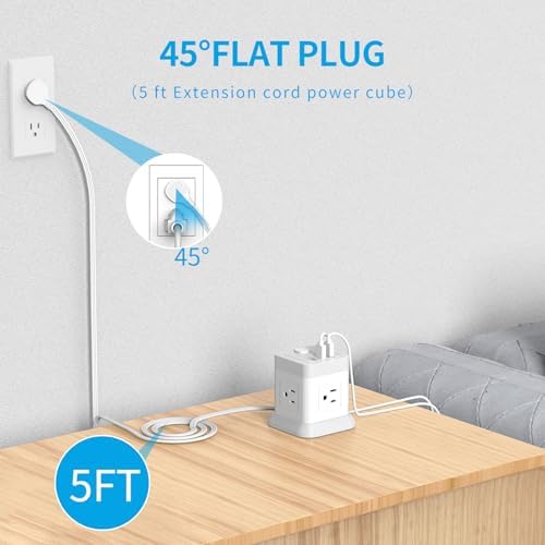 FDTEK Cube Power Strip with 4 Spacious Outlets & 3 USB Ports (1 USB-C) – Compact Green Power Solution for Home, Office, and Travel – Ultimate Surge Protection & Fast Charging Convenience