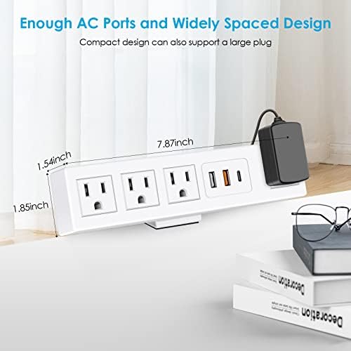 CCCEI Universal Desk Clamp Power Strip with Dual USB Ports – Advanced 1200 J Surge Protector for Desktop Mounting, Fast Charging Convenience, 6 FT Flat Plug, Ideal for Bulky Adapters, Fits 1.9 Inch Tabletops – Optimize Your Workspace Efficiency and Safety