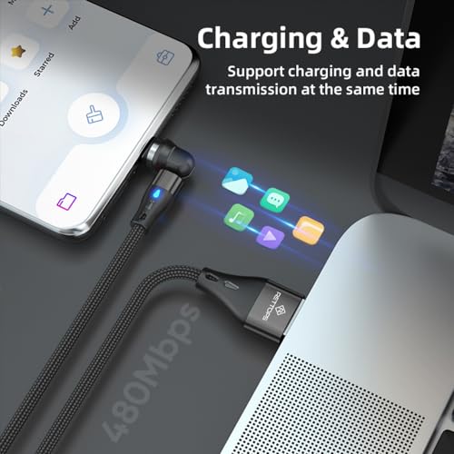 Revolutionize Your Charging Experience with the 540° 7-Pin Magnetic USB Charging Cable – 3-in-1 Fast Charger Bundle (4-Pack: 3 ft, 3 ft, 6 ft, 6 ft) for i Phone, Micro USB & Type C Devices – Ultimate Compatibility & Speed with Magnetic Convenience, Data Transfer Support, and Ergonomically Designed Durability for Everyday Use
