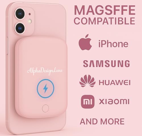 Magnetic 10,000 m Ah Power Bank – Ultra-Fast Wireless Charger for i Phone, Samsung, Android, Huawei, Xiaomi – Sleek Pink Portable Battery Pack with Mag Safe Compatibility for Effortless On-the-Go Charging