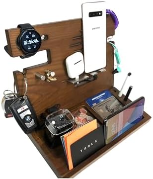 Elegant Wooden Charging Dock for Men – Premium Multifunctional Desk Organizer & Nightstand Essential – Fast Universal Charging Station with Sleek Aesthetic – Perfect Gift for the Discerning Professional