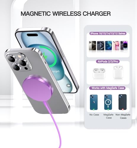 Revolutionary 15 W Magnetic Wireless Charger – Ultra-Fast Mag Safe Charging Pad Duo for i Phone 16 Series, Seamless Air Pods Compatibility, Sleek Design for Effortless Power-Up Anywhere