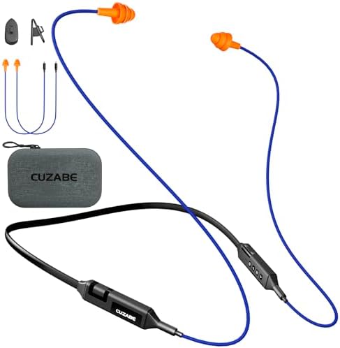 Cuzabe OSHA-Compliant Bluetooth Earplug Headphones – Wireless Neckband Earbuds with 29 d B Noise Isolation, 30-Hour Battery Life, and Custom Fit for Industrial Work Environments
