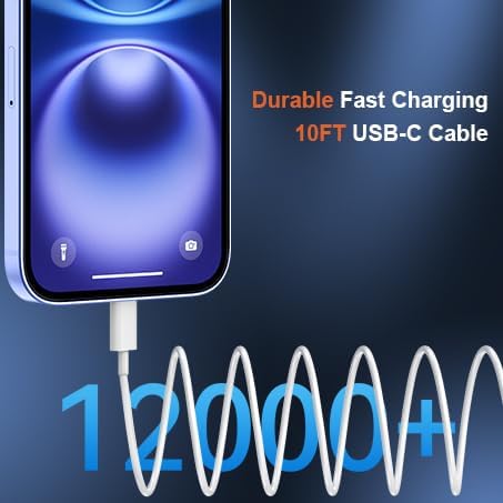 High-Speed 30 W USB C Fast Charger for i Phone 15 & 16 Pro Max with 6 FT Cable – Ultimate Compatibility for i Pad and Samsung Galaxy S24 – Compact, Reliable Power Block with Advanced Safety Features for On-the-Go Charging