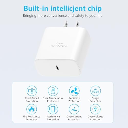 Super Fast 45 W USB-C Charger Bundle with 10 FT Cable – Optimized Power Delivery for Samsung Galaxy S Series & Tab S – Dual Pack for Ultimate Convenience – Elegant White Design Ideal for Travel & Everyday Use – Rapid Charging Solution for Busy Lifestyles