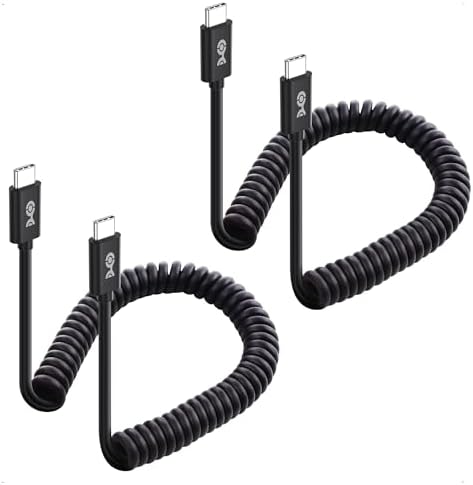 Cable Matters 2-Pack Coiled USB C to USB C Cable 1-4 Feet, Up to [60W Charging, 480Mbps Data Transfer] Compatible with Apple CarPlay, Android Auto, USBC Charger Cable for iPhone 16/15, Galaxy S24 – Enhanced Compatibility and Speed