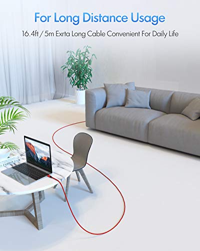 Ultra-Durable 16 ft USB C to USB C Cable – High-Speed PD Charging Cord with Braided Design, Ideal for Samsung Galaxy S21, Pixel, i Pad Pro 2020 & More – Unmatched Length for Ultimate Convenience and Performance