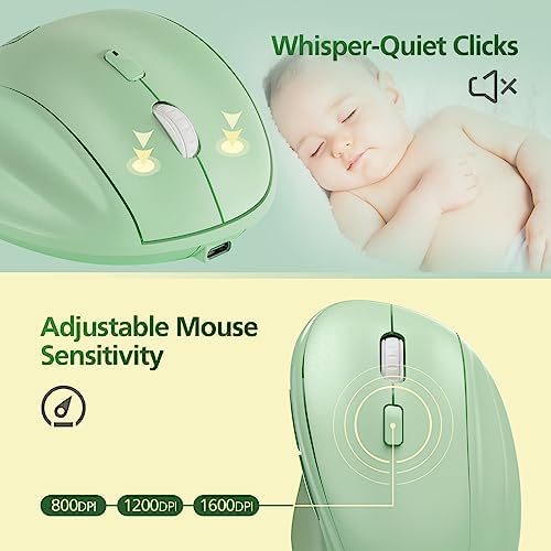 Revolutionize Your Workspace with the Green Ergonomic Wireless Mouse – Superior Vertical Design for Ultimate Comfort, Silent Clicks for Distraction-Free Focus, Long-Lasting Battery Life Powered by 1 AA Battery, Precision Control Up to 1600 DPI with USB Receiver Compatibility for PCs, Laptops, and Desktops