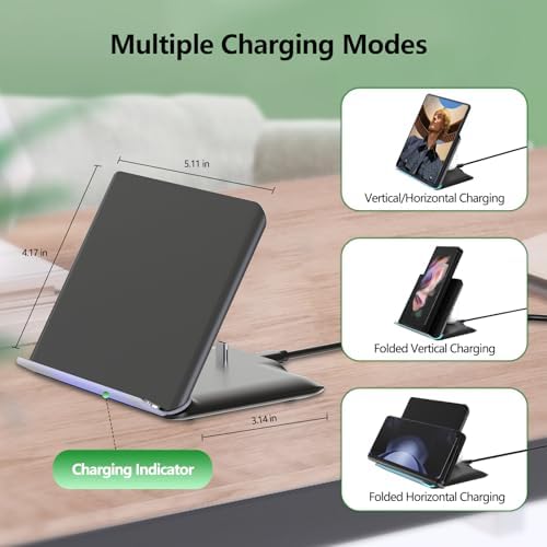 Premium 2-in-1 Fast Wireless Charging Station for Samsung Galaxy Z Fold 6/5/4/3 & Google Pixel 9 – Effortless Power-Up for Galaxy Buds, S Series, Note Series – Sleek Black Design with 3-Coil Technology for Optimal Efficiency and Compatibility