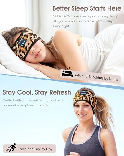 MUSICOZY Bluetooth 5.4 Sleep Headband Headphones – Ultimate Wireless Comfort for Sleep, Workouts, and Travel – The Perfect Gift for Active Lifestyles with Rapid Pairing and Sweatproof Design