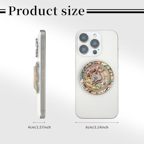Chic Natural Abalone Shell Foldable Phone Grip – Magnetic Handle for Secure Smartphone & Tablet Handling, Stylish Accessory for Enhanced Portability and Aesthetic Appeal