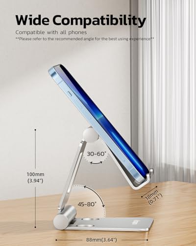 Nulaxy 2 Pack Dual Folding Cell Phone Stand, Fully Adjustable Foldable Desktop Phone Holder Cradle Dock Compatible with Phone 16 15 14 13 12 Pro Xs Xs Max Xr X 8, All Phones, Black & Silver – Enhanced Compatibility and Speed