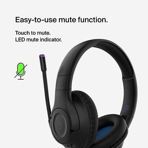 Belkin Sound Form Inspire Kids Wireless Over-Ear Headphones – Safe Listening with 85 d B Volume Limit, 35-Hour Battery Life, and Built-In Microphone – Ideal for Online Learning, Travel, and Fun – Trendy Lavender Compatible with i Phone, i Pad, Galaxy & More
