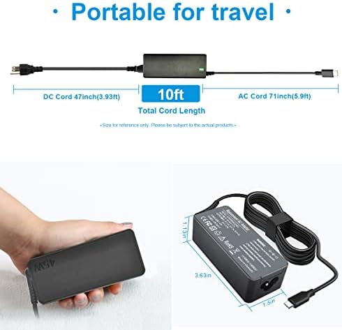 High-Performance 45 W USB-C Charger for HP Chromebook X360 – Rapid Charging & Universal Compatibility for Models 14, 11, and Spectre Series – Reliable Protection Against Overcurrent & Short Circuits – Lightweight Design for On-the-Go Power Solutions – 24/7 Customer Support & 12-Month Replacement Guarantee