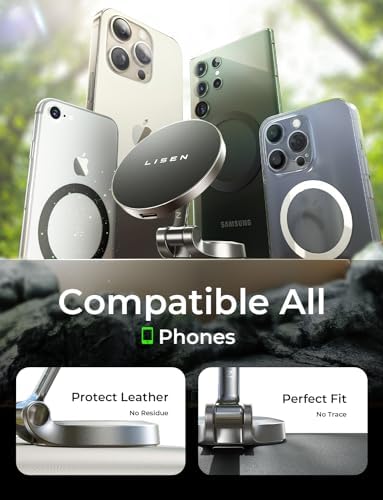 LISEN Mag Safe Car Mount Charger – Effortless 360° Rotation & Ultra-Strong Magnetic Hold for i Phone 15, 16 Pro Max | Fast Wireless Charging Solution | Sleek Black Design for Ultimate Driving Convenience | Hands-Free Navigation & Seamless Integration with Mag Safe Technology