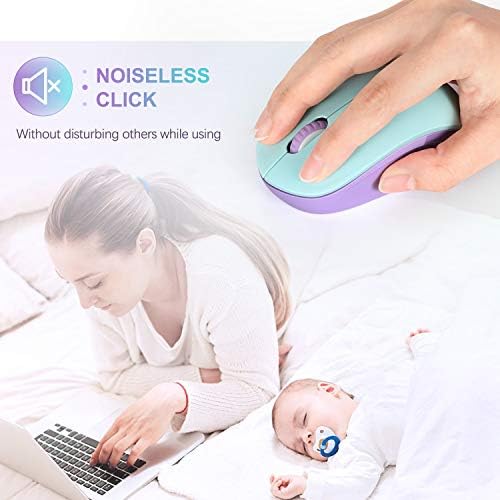 Light Blue Wireless Mouse – Ultra-Quiet 2.4 GHz Noiseless Computer Mouse with USB Receiver for Seamless Windows Experience – Portable, Ergonomic Design for Home, Office, or Travel
