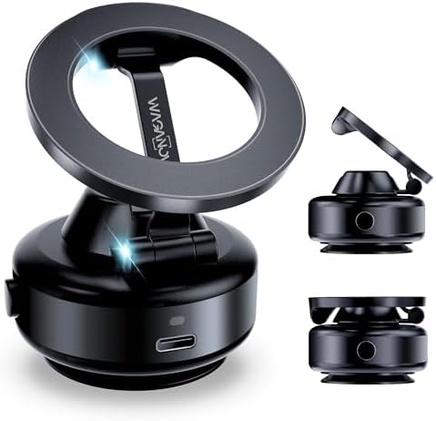 Phone Holders for Your Car Mini Z Foldable with Electric Suction Cup Magsafe Car Mount Ideal for Travel/Gym/Mirror/Smooth Surface Magnetic Phone Holder for Car Fit for iPhone 16 Pro Max 15 14 13 12 – Enhanced Compatibility and Speed