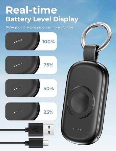 Portable Magnetic Wireless Charger for Apple Watch – 1200 m Ah Keychain Power Bank for Effortless Charging on the Go – Universal Compatibility with All Apple Watch Series Including Ultra Models – Ideal Fast Charging Solution for Active Lifestyles