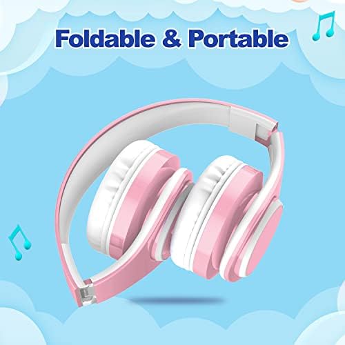 Safe & Stylish Kids Bluetooth Headphones – Foldable Over-Ear Design with Volume Limiting for Optimal Hearing Protection (85/110 d B), Wireless & Wired AUX Compatibility, Built-in Microphone for Hands-Free Calls, Perfect for School, Travel & Everyday Use, Durable Noise Isolation for All Devices