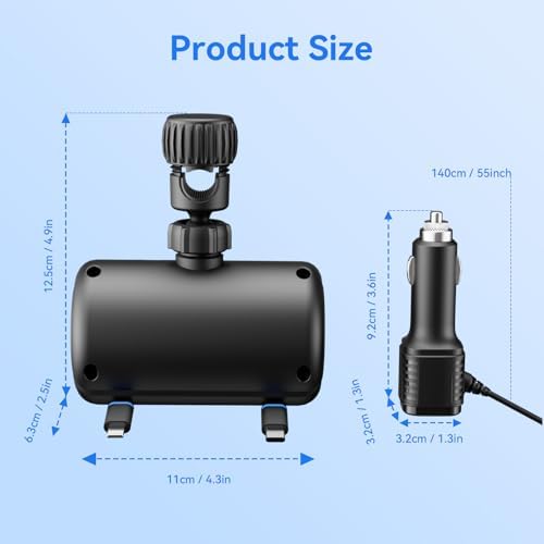 OHLPRO 6-in-1 Backseat Car Charging Hub with Retractable Phone Holder – Fast 40 W PD/QC Dual USB Adapter for All Smartphones – Ideal for Rideshare, Uber, and Taxi Passengers – Compact, Clutter-Free Design with Secure Headrest Mounting for Ultimate Convenience and Connectivity