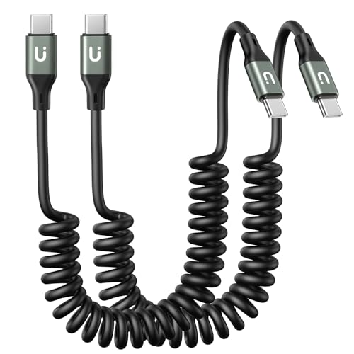 USBC to USBC Cable for Car, 3FT Coiled USB Type C Charge Cable Fast Charging, 2Pack Short USB-C Cable Compatible with iPhone 16/15/Samsung Galaxy S20 S10 S9 S8 Plus Note 10 9 8 and More USB C Devices – Enhanced Compatibility and Speed