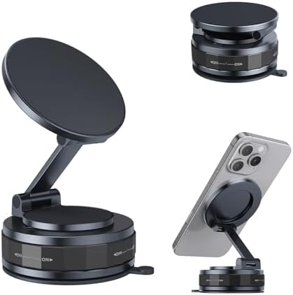N56 Ultra Magnetic Car Phone Holder for i Phone 14-17 Pro Max and Mini – Heavy-Duty Suction Cup Mount with 360-Degree Rotation – Ideal Dashboard, Windshield, and Wall Solution for Enhanced Mag Safe Use and Safe Driving Experience