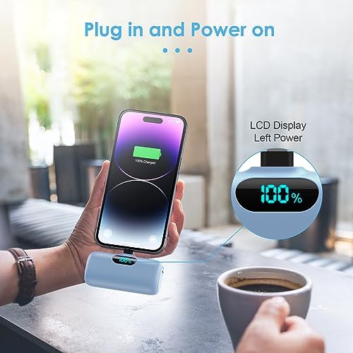 Compact Pink Portable Charger for i Phone – 5000 m Ah PD Fast Charging Power Bank, Lightweight Mini Battery Pack Compatible with i Phone 14/14 Pro Max/13/13 Pro/12 Pro/11/XS/XR/X/8/7/6 – Stylish and Versatile Backup Solution for On-the-Go Power