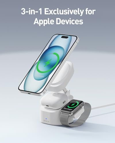 Revolutionize Your Charging Experience with the i WALK 3 in 1 Foldable Wireless Charger Stand – 20 W Fast Charging for i Phone 12-15, Apple Watch 2-9, and Air Pods Pro 2-3 – Lightweight & Travel-Friendly Design for Effortless Portability and Enhanced Device Organization
