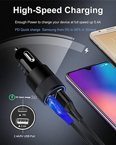 Rapid Charge Solution: 20 W PD Wall Plug & 30 W Car Adapter Set with 60 W C to USB-C Cables for Samsung Galaxy A15, A14, S24, S23, S22+, S21 Ultra, Google Pixel 8, i Phone 15 Pro – Ultimate Power & Compatibility for Fast Charging on the Go