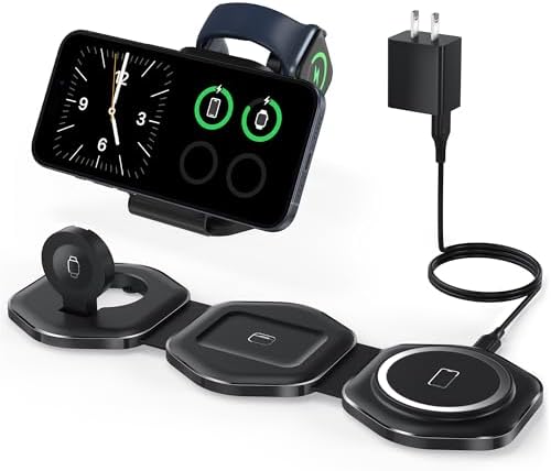 Ultimate 3-in-1 Magnetic Wireless Charging Station for Apple Devices – Foldable Travel Charger for i Phone 16/15/14/13/12 Pro Max, Apple Watch & Air Pods – Fast, Efficient, and Stylish Power Solution for On-the-Go Charging