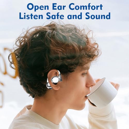 Premium Open-Ear Wireless Earbuds with Bluetooth 5.3 – Advanced Environmental Noise Cancellation for Enhanced Sound Clarity – Ergonomic Sports Headphones with Secure Fit and LED Charging Case – Ideal for Running, Cycling, and Active Lifestyles