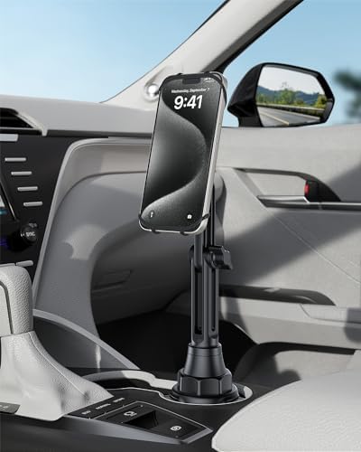 Revolutionize Your In-Car Entertainment: Adjustable Cup Holder Tablet Mount for i Pad & Tablets 7-12.9″, 360° Rotatable Arm, Silicone Grip for Secure Holding – The Ultimate Travel Companion for Streaming & Navigation