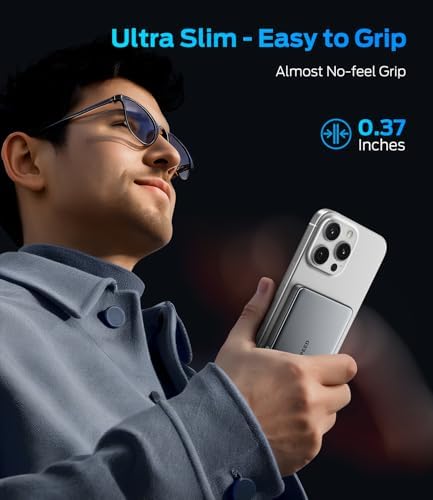 MOVE SPEED 0.35″ Mag Safe Portable Charger – 5000 m Ah Slim Power Bank with 22.5 W Fast Charging & Kickstand for i Phone 16/15/14/13/12 Series in Glacier Gray – Ultimate Charging Solution with Magnetic Attachment for On-the-Go Lifestyle and Enhanced Device Compatibility