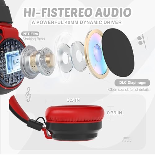 MIDOLA Kids Over-Ear Headphones: Safe Audio Experience with Noise Limitation, Foldable & Travel-Friendly Design, Custom Volume Control (85/110 d B), Built-In Microphone, and AUX Compatibility for School, Gaming, and Family Adventures in Sleek Black