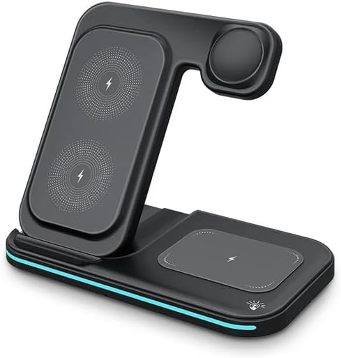 Ultimate 3-in-1 Wireless Charging Station for i Phone, Samsung, Apple Watch & Air Pods – Fast Charge Dock with Minimalist Design – Versatile Universal Compatibility for Home & Office Use – Safe, Efficient Power-Up Solution