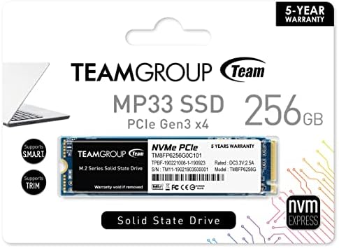 TEAMGROUP MP33 256 GB NVMe SSD – Ultra-Fast M.2 2280 Solid State Drive for Unmatched Performance Enhancement – Exceptional SLC Cache 3 D NAND TLC, PCIe Gen3 x4, Ideal for Gaming & Productivity – Experience Lightning Read Speeds Up to 1600 MB/s and Write Speeds Up to 1000 MB/s – Transform Your System with Unrivaled Efficiency & Reliability